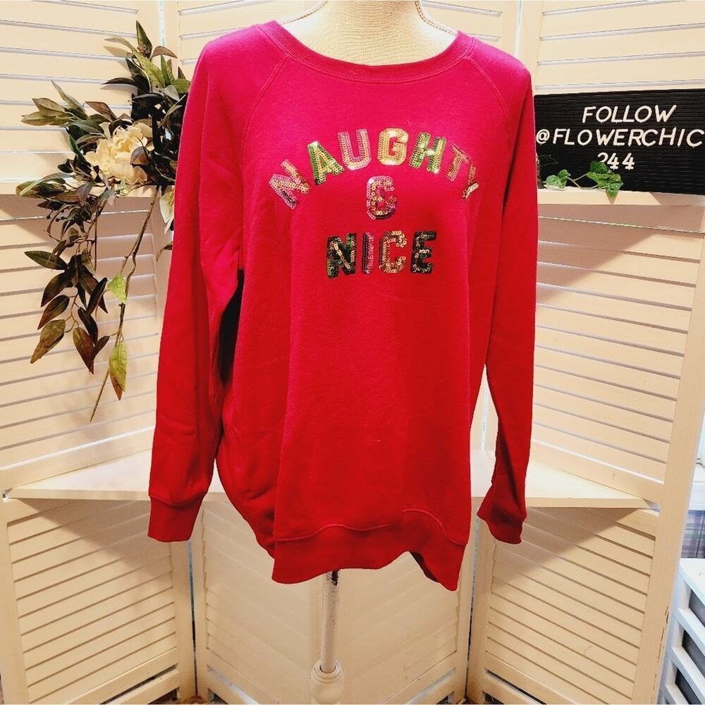 TORRID NEW NAUGHTY & NICE SEQUIN CHRISTMAS SWEATER SIZE 00(SMALL) OVERSIZED